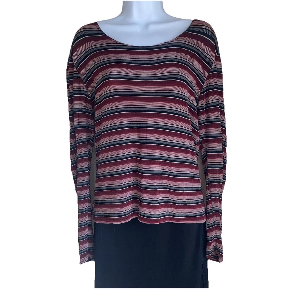VTG Western Connection Women’s M Striped Long Sleeve Dark Academia Stretch USA